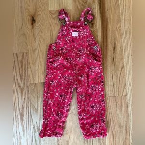 Oshkosh b’gosh toddler overalls corduroy floral 24 months pink